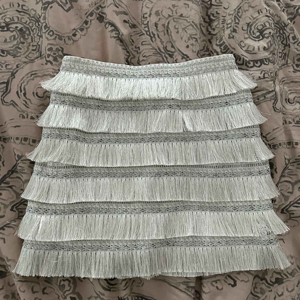 PatBO White Fringe Crop Top & Mini Skirt Set - Picture 8 of 13